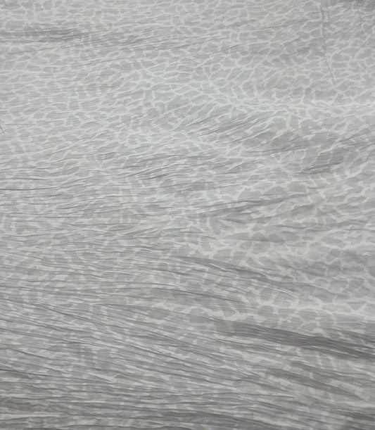 White Animal Crinkled Lightweight Non Stretch Woven Fabric