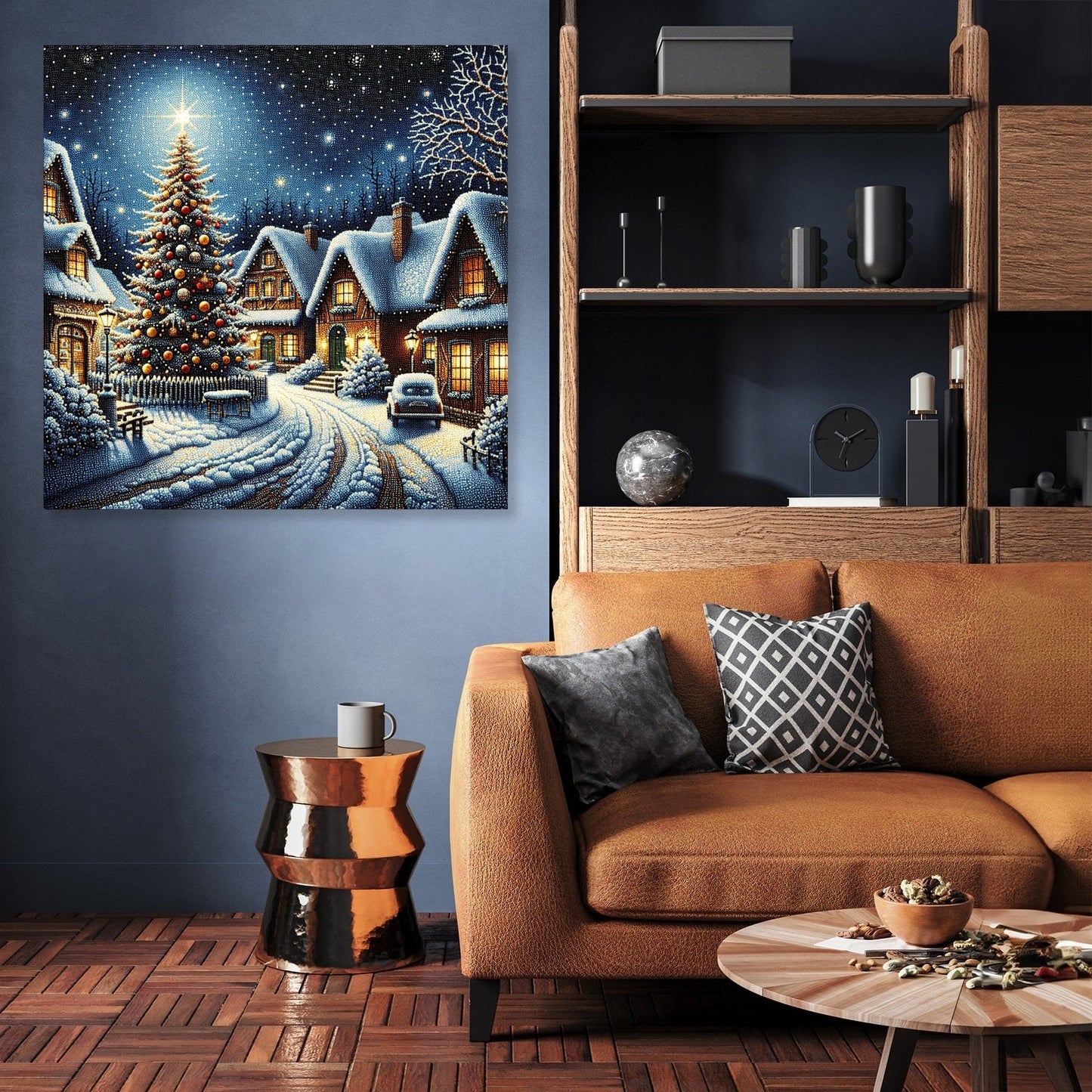 Winter's Melancholy Village Canvas