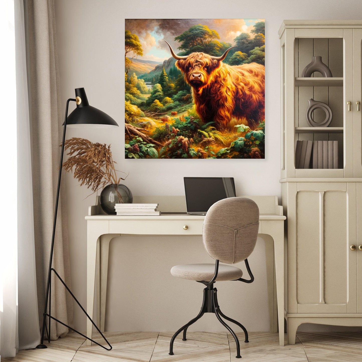 Victorian Highland Cow Majesty Canvas
