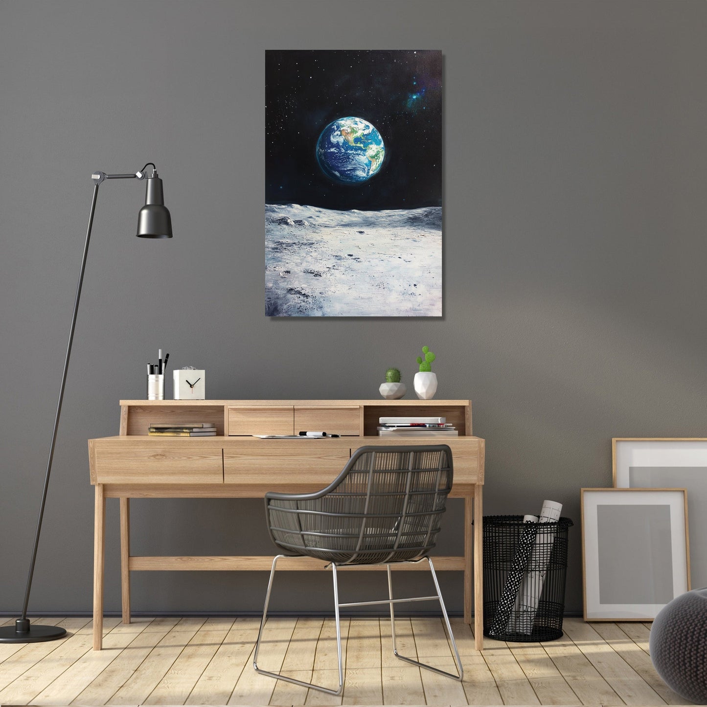 Earthrise Over Moon Canvas