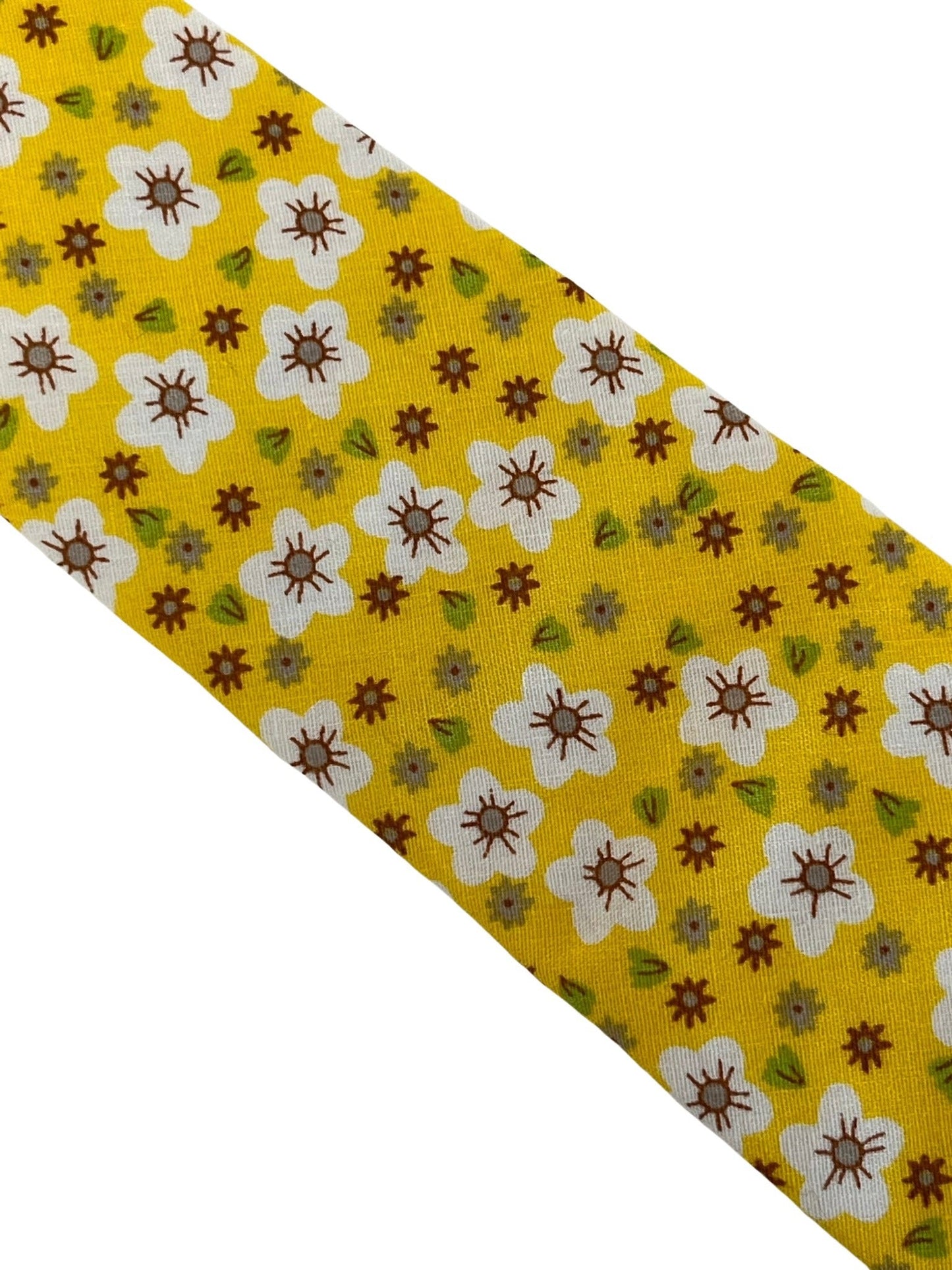 mustard gold yellow floral mens cotton tie