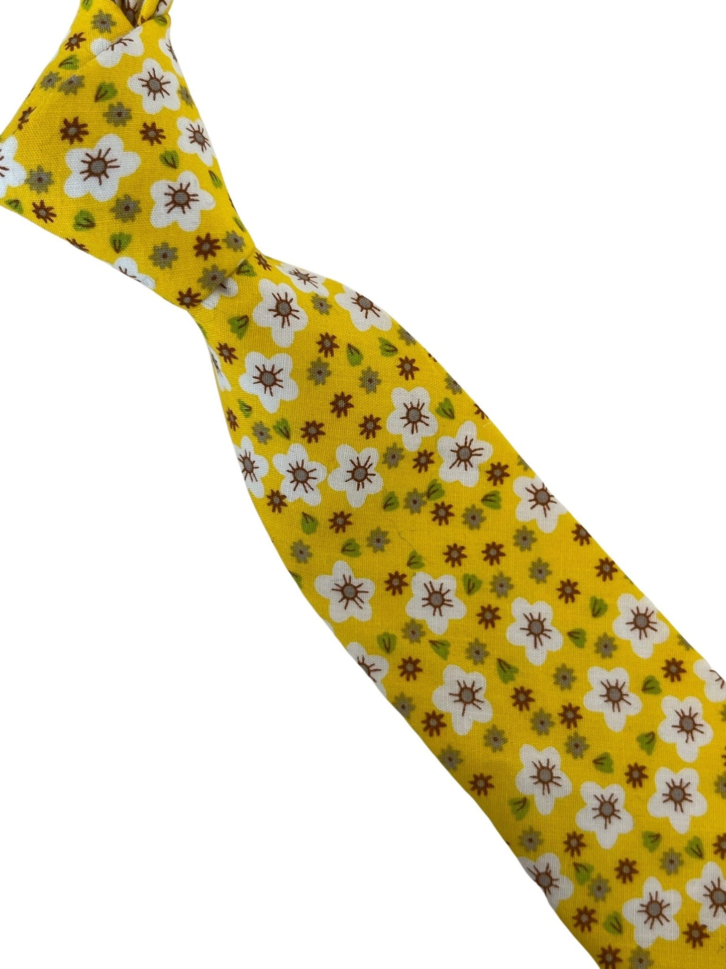mustard gold yellow floral mens cotton tie