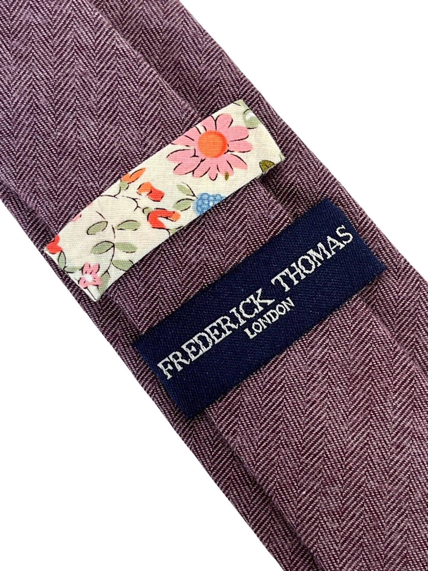maroon purple herringbone cotton mens tie