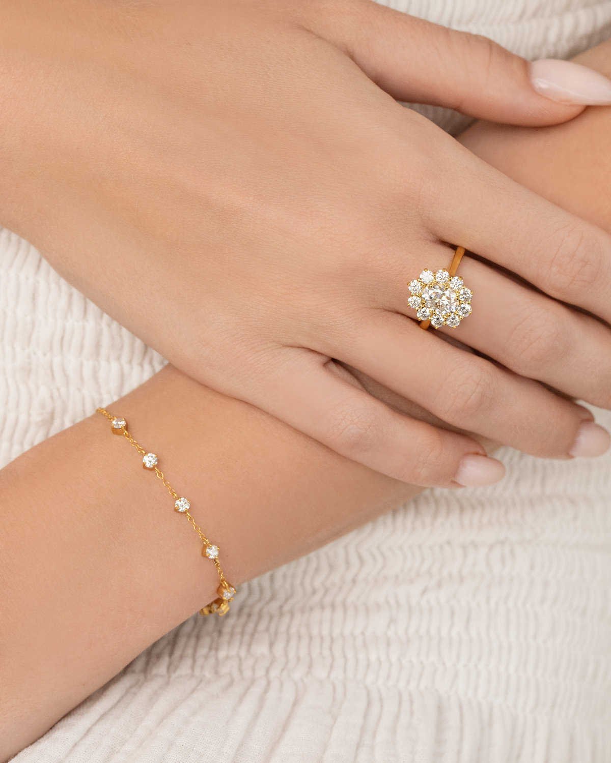 Pearl & Moissanite Bridal Jewellery Set in 18k Gold Vermeil