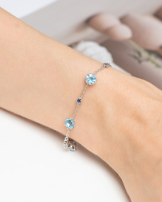 Blue Sapphire & Blue Topaz Jewellery Set in Sterling Silver