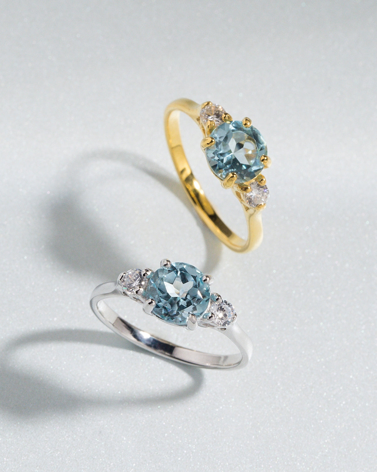Blue Topaz Three Stone Ring in Sterling Silver
