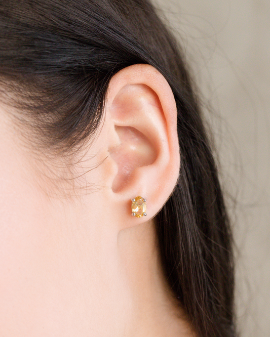 Citrine Oval Stud Earrings in Sterling Silver
