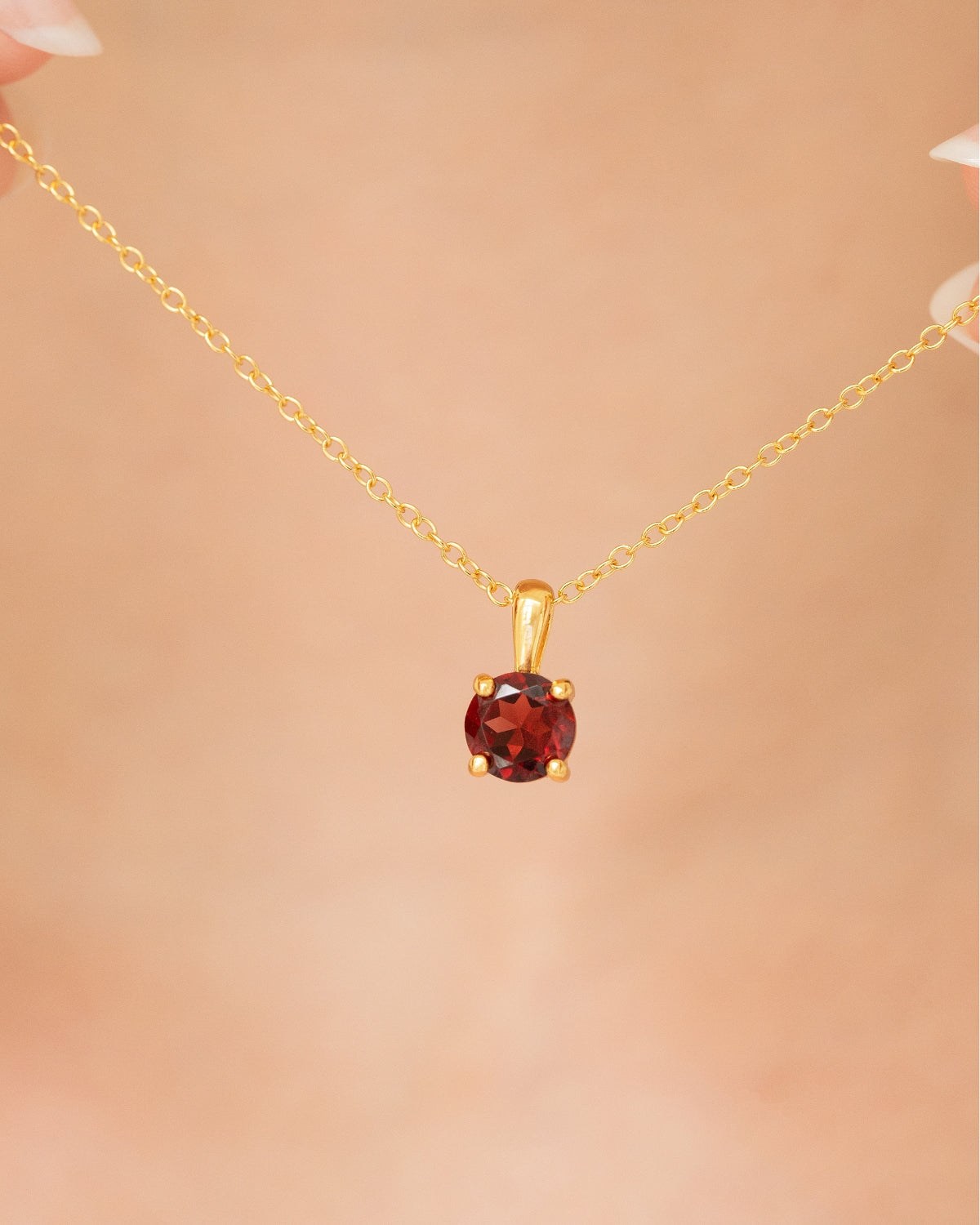 Garnet Solitaire Pendant Necklace in 18k Gold Vermeil