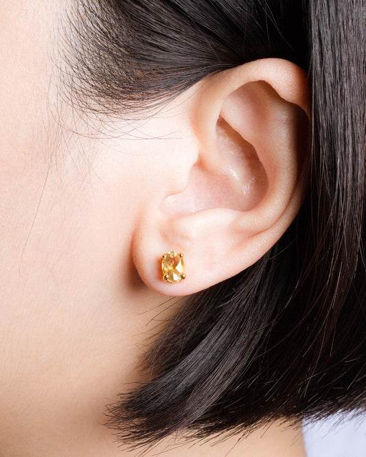 Citrine Oval Stud Earrings in 18k Gold Vermeil