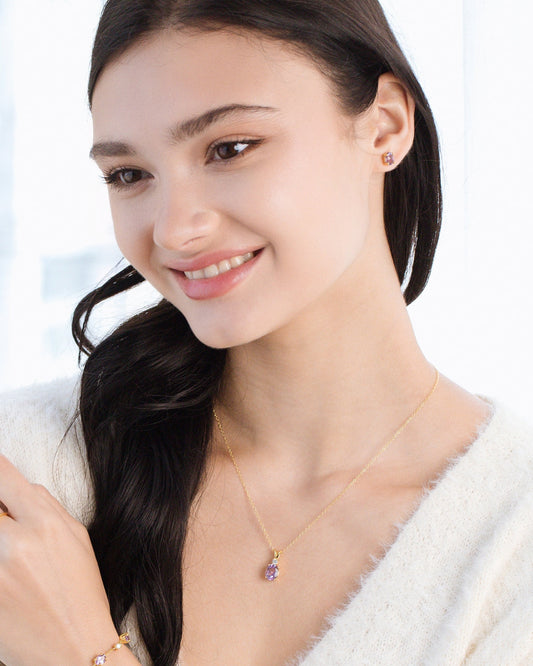 Mini Set 1 - Amethyst Jewellery Set in 18k Gold Vermeil