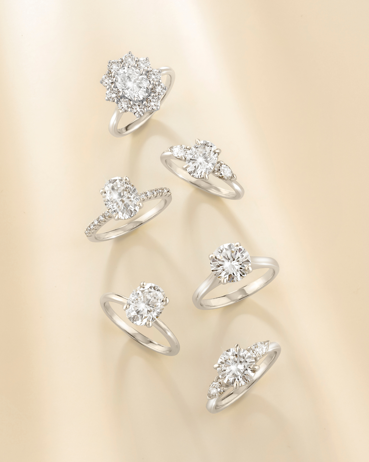 2 ct Round Moissanite Three Stone Engagement Ring in Sterling Silver