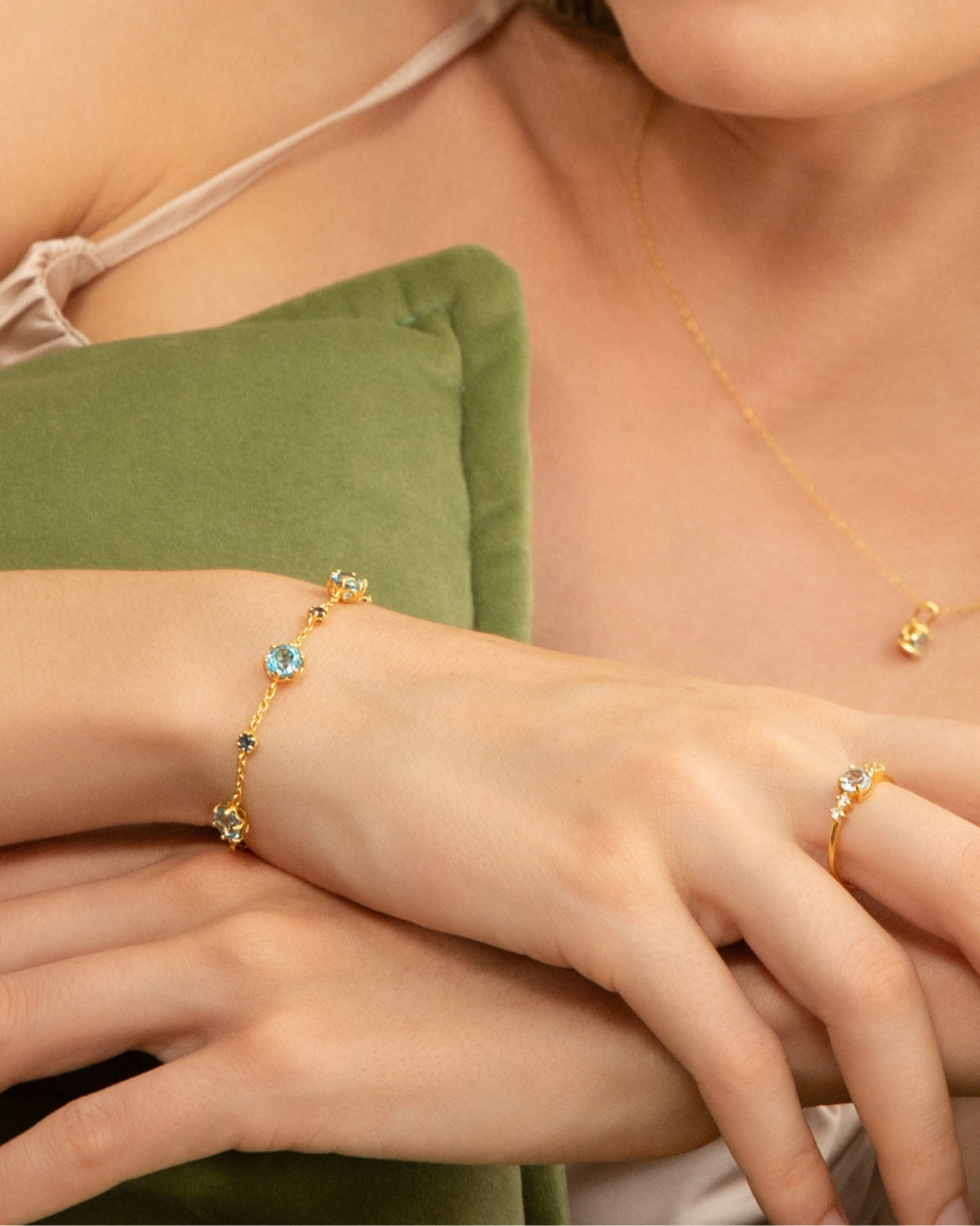 Blue Sapphire & Blue Topaz Bracelet in 18k Gold Vermeil