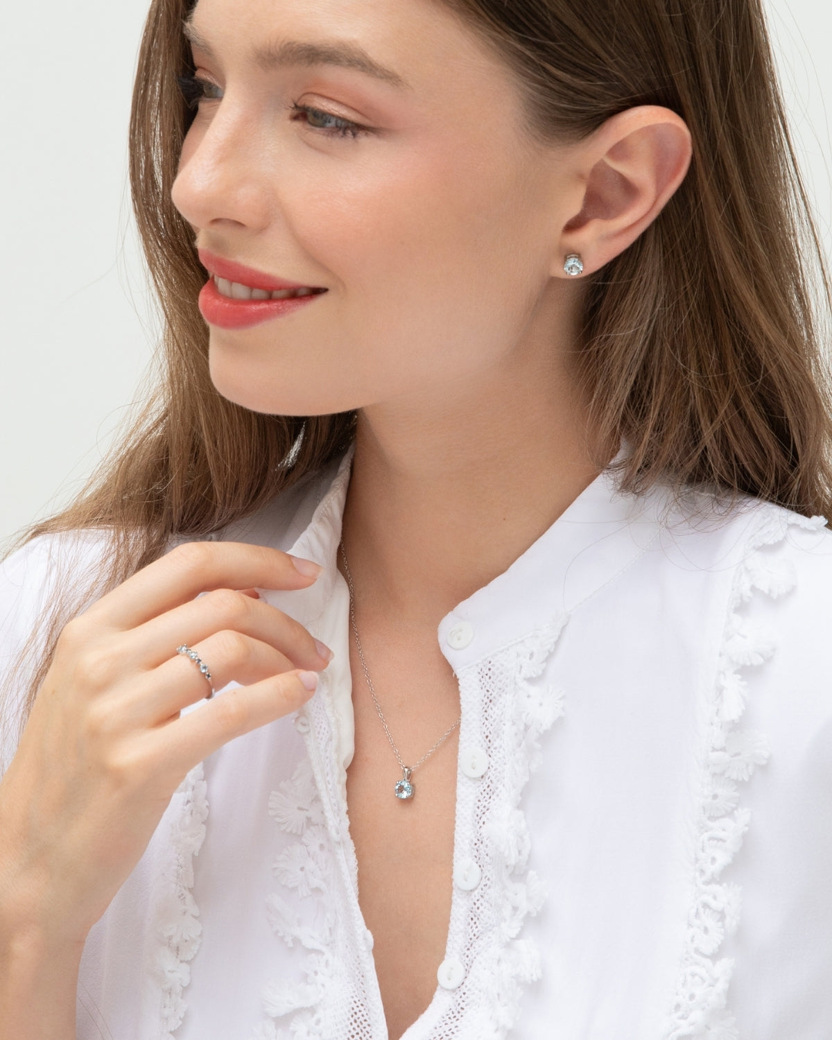 Sky Blue Topaz Solitaire Pendant Necklace in Sterling Silver
