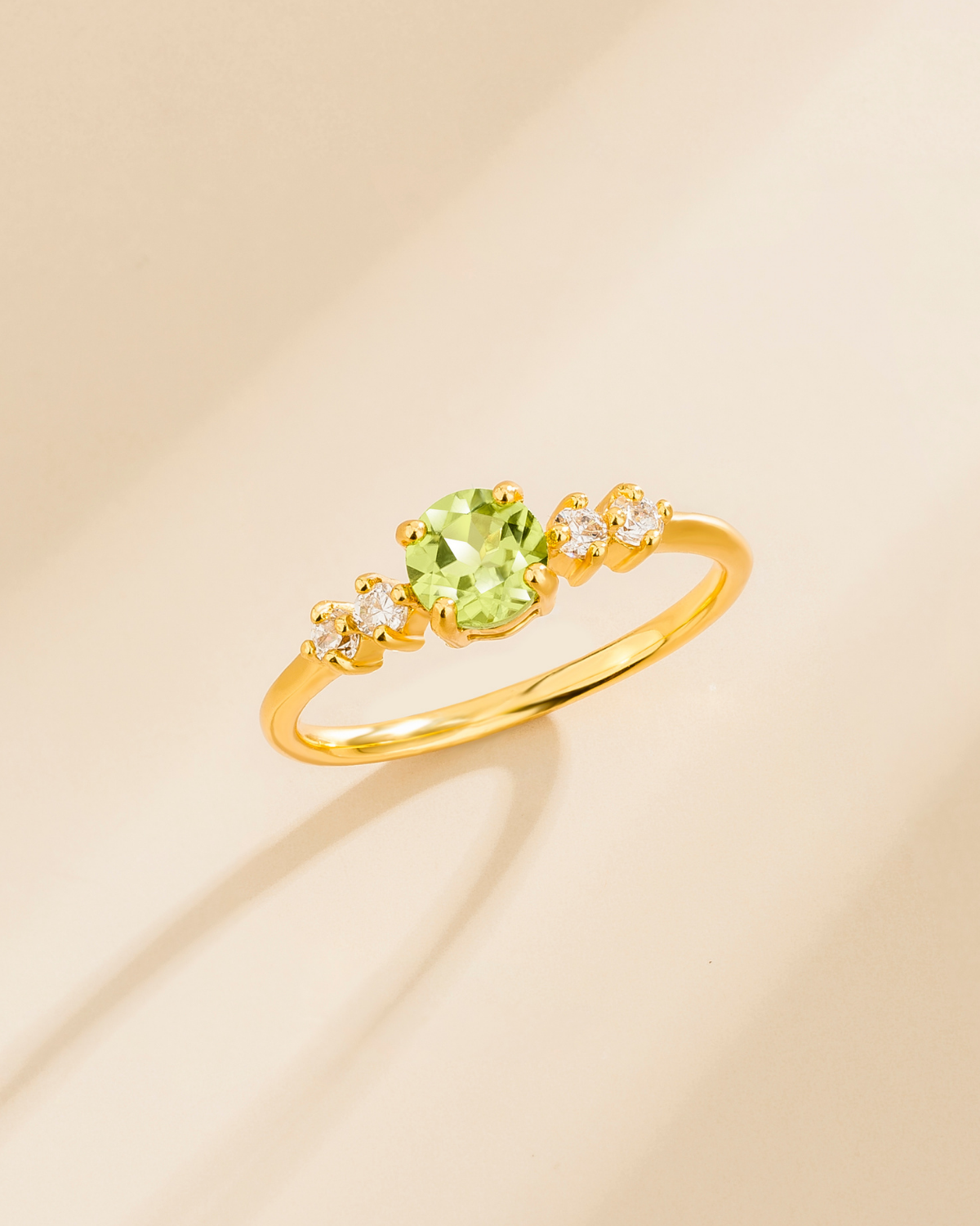Peridot Five Stone Ring in 18k Gold Vermeil