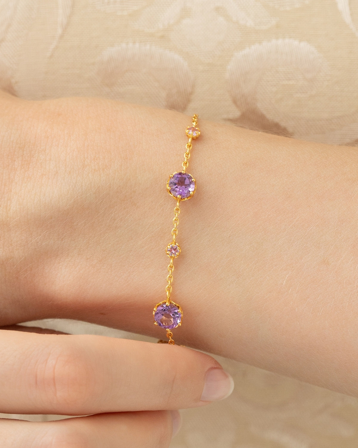 Pink Sapphire & Amethyst Jewellery Set in 18k Gold Vermeil