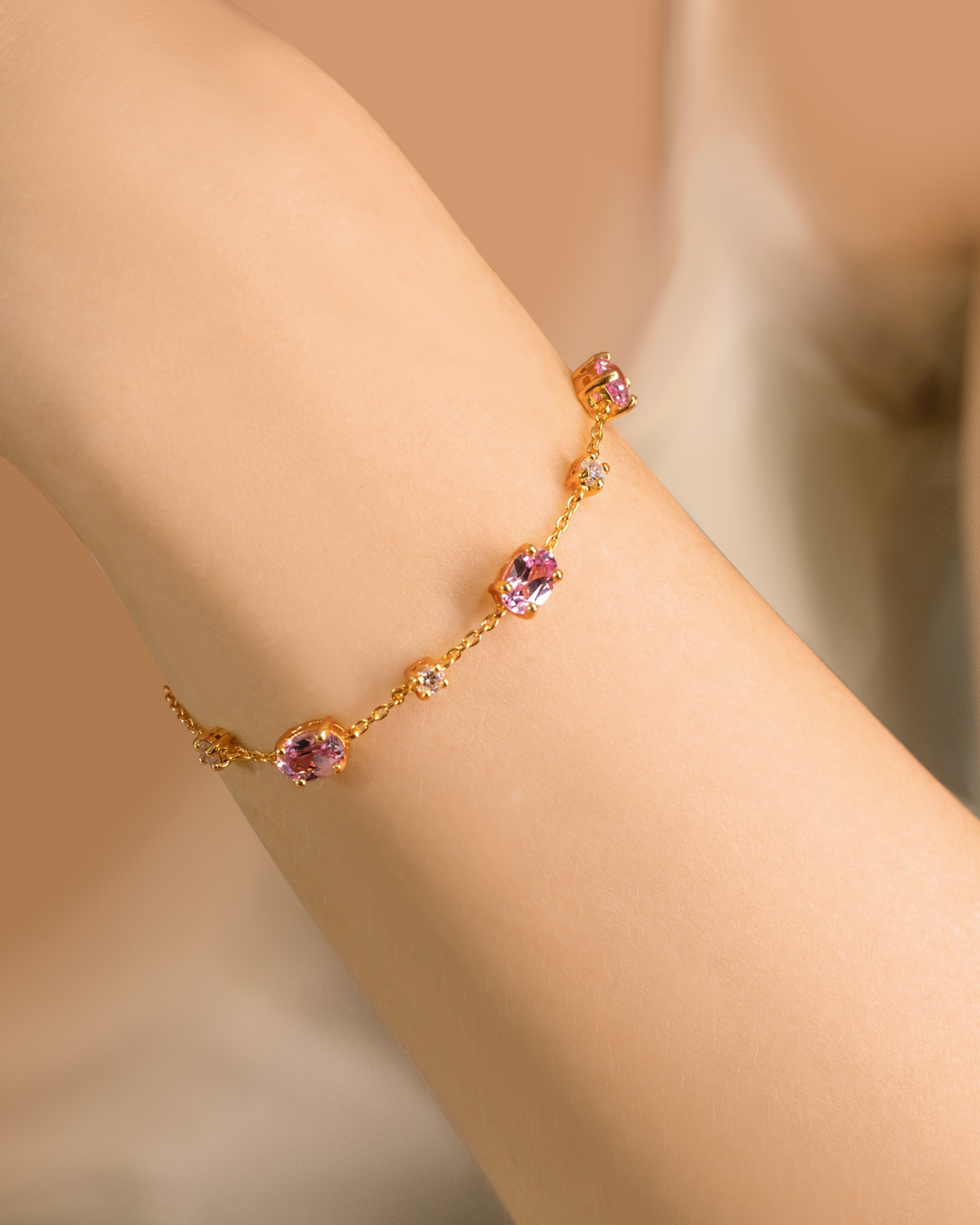 Pink Sapphire Bracelet in 18k Gold Vermeil