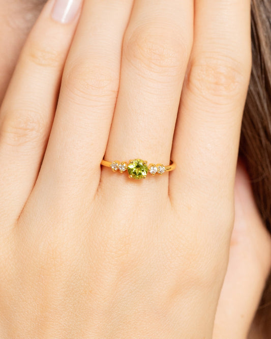Peridot Five Stone Ring in 18k Gold Vermeil