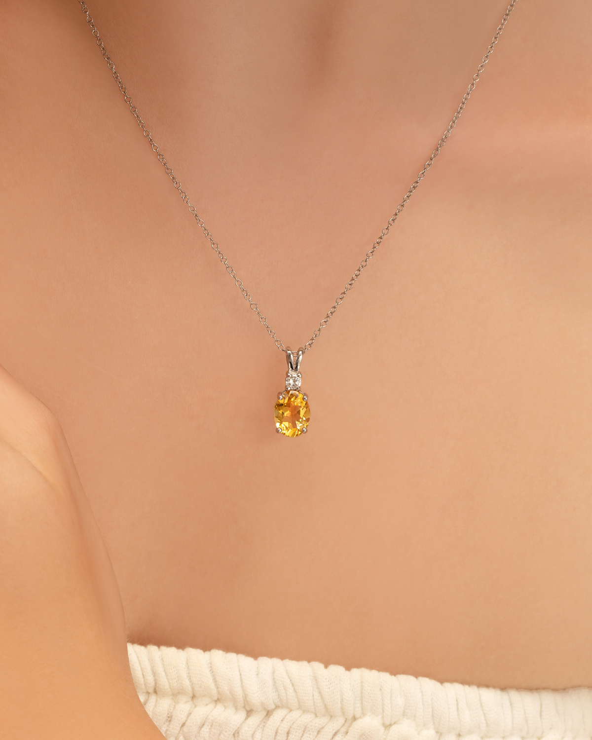 Citrine Pendant Necklace in Sterling Silver