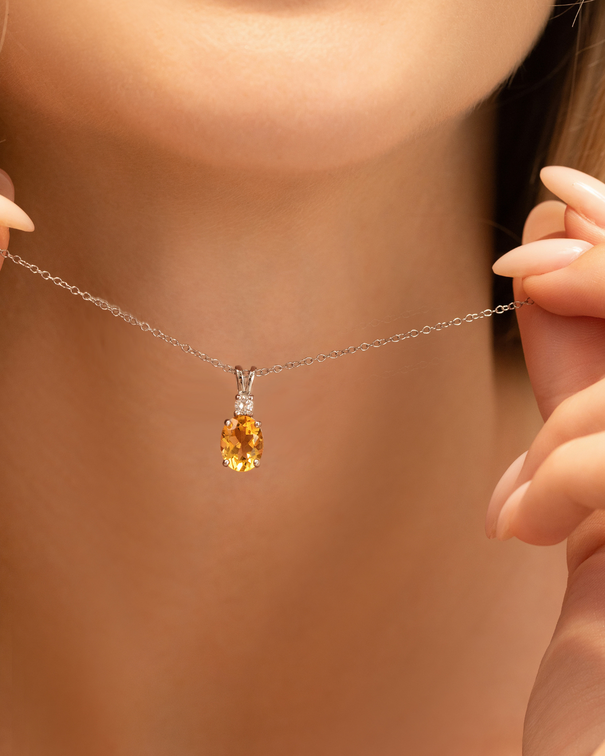 Citrine Pendant Necklace in Sterling Silver