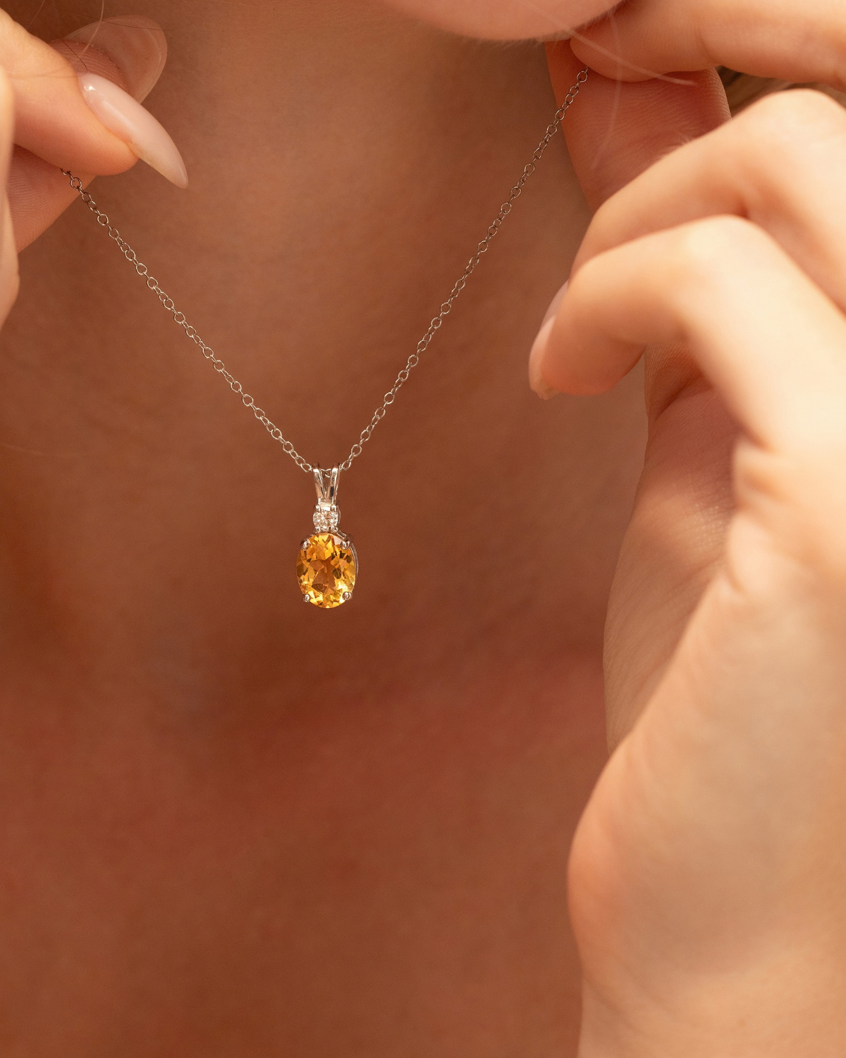 Citrine Pendant Necklace in Sterling Silver