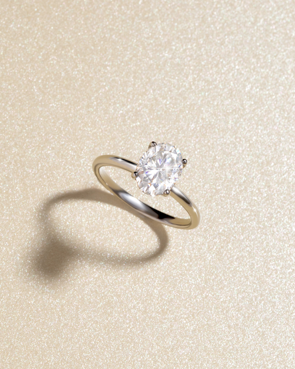 2 ct Oval Solitaire Moissanite Engagement Ring in Sterling Silver