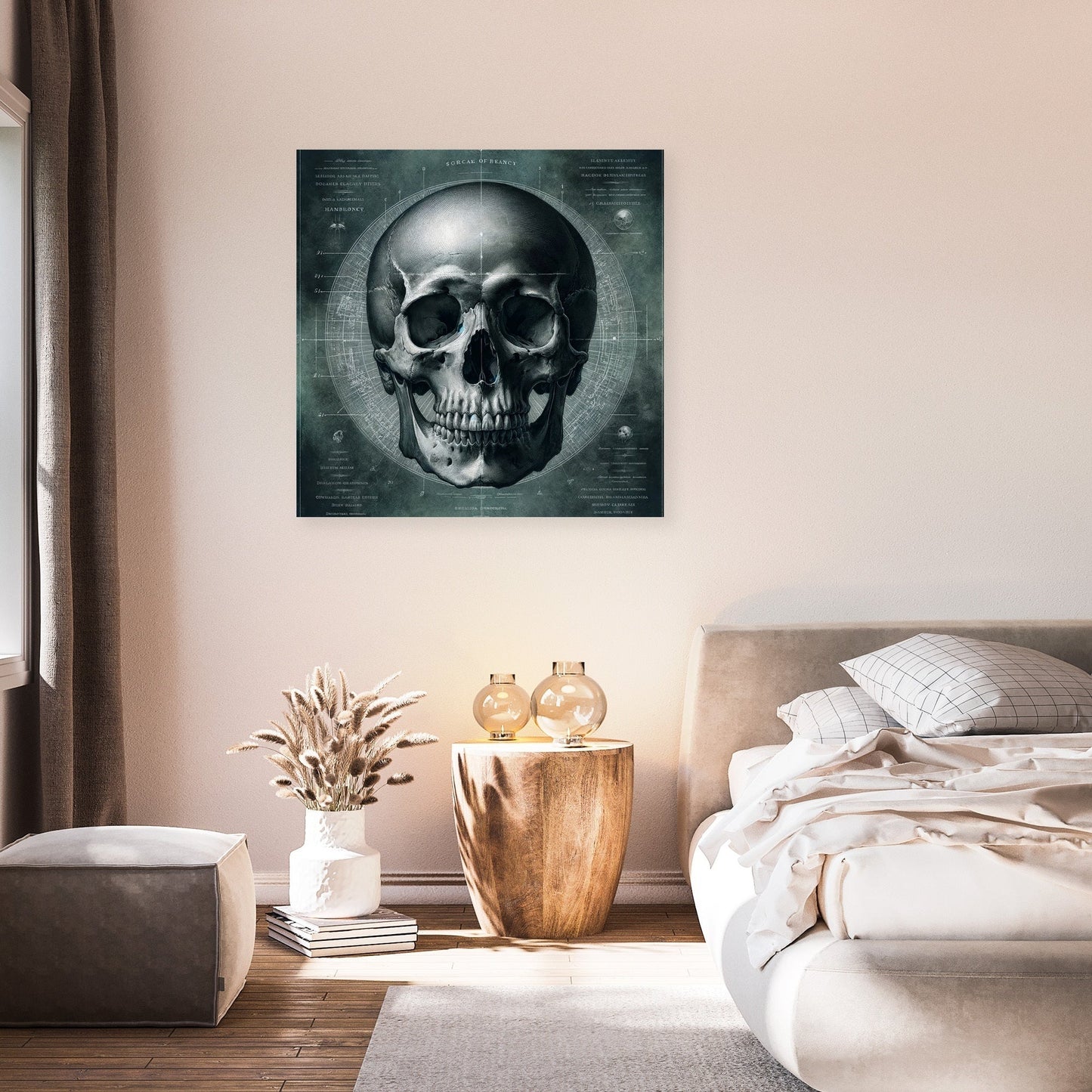 Scientific Illustration Skull Canvas