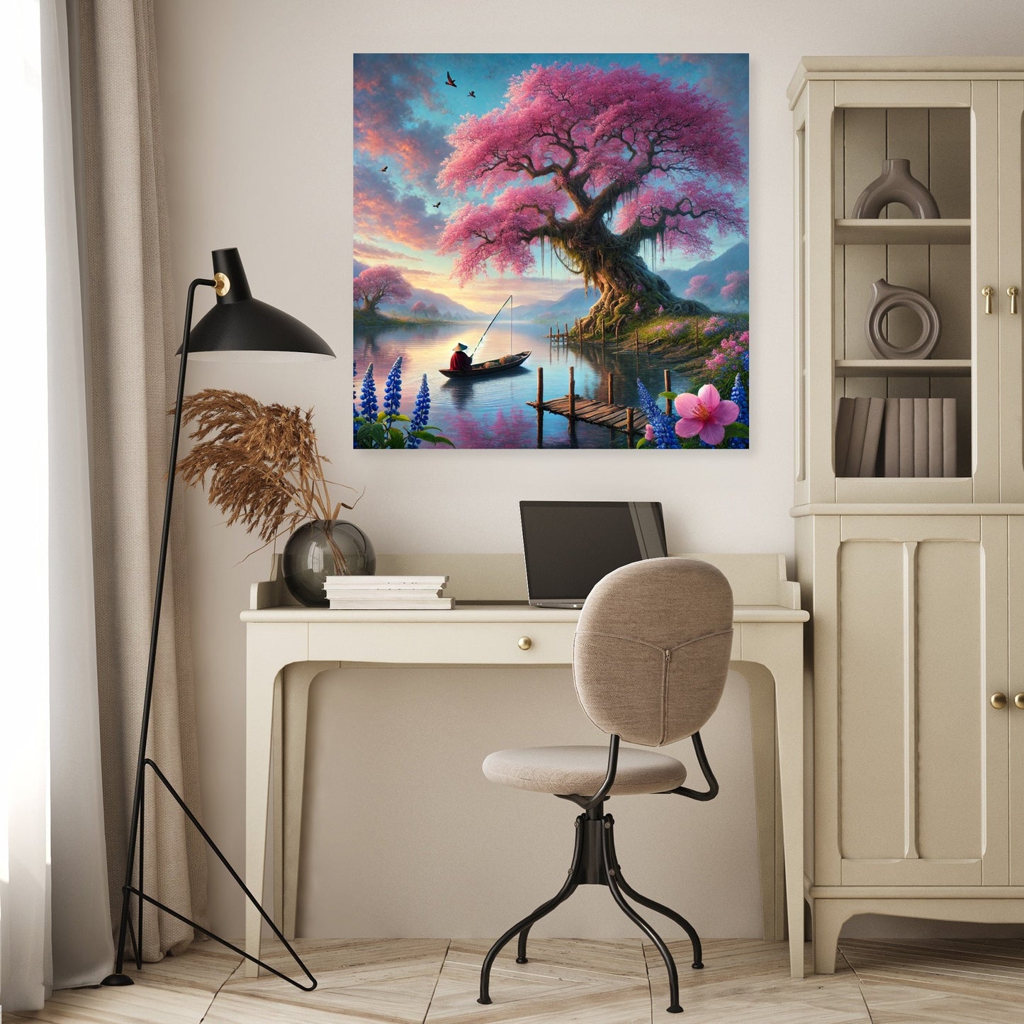 Tranquil Blossom Lake Canvas