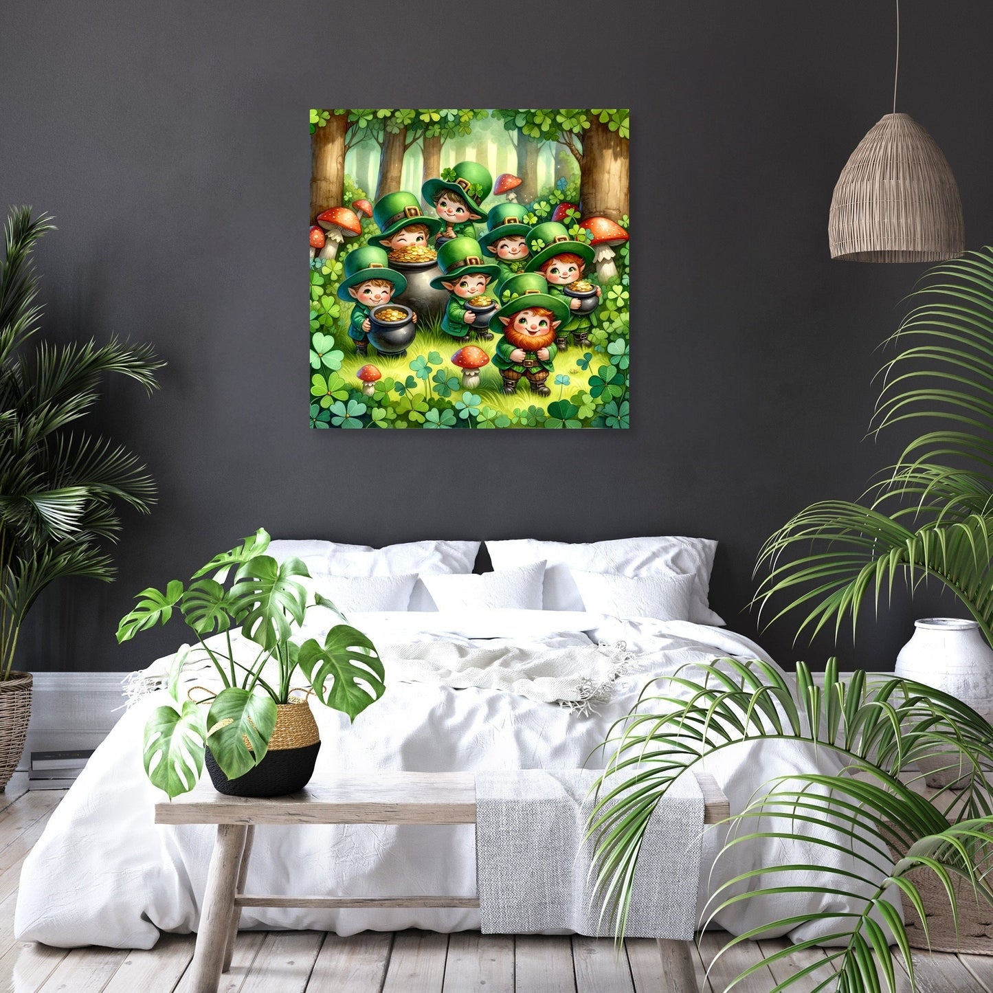 Clover Mischief Leprechauns Canvas