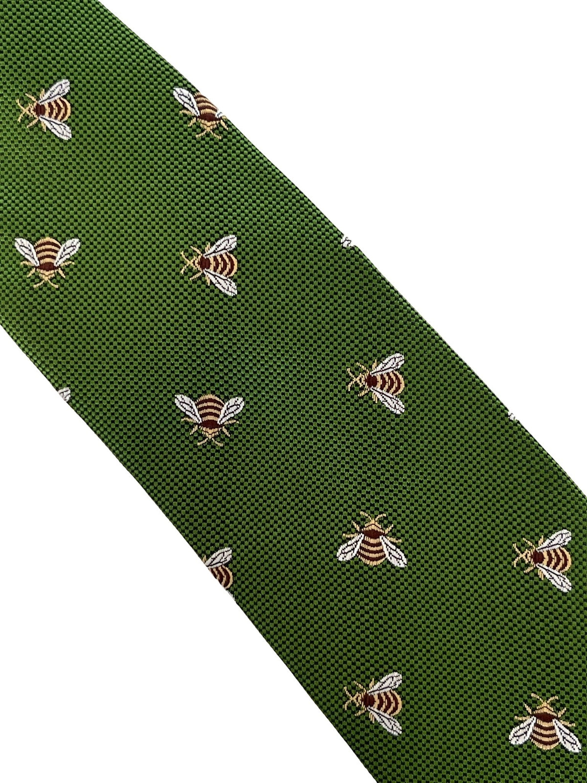 fern apple green  tie with  honey bumble-bee design