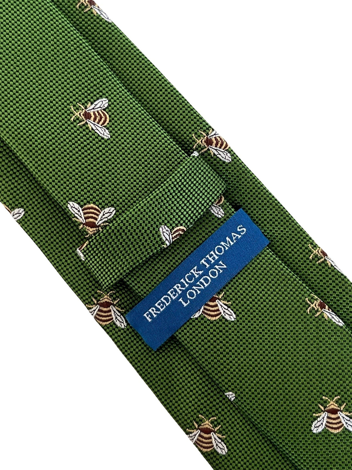 fern apple green  tie with  honey bumble-bee design