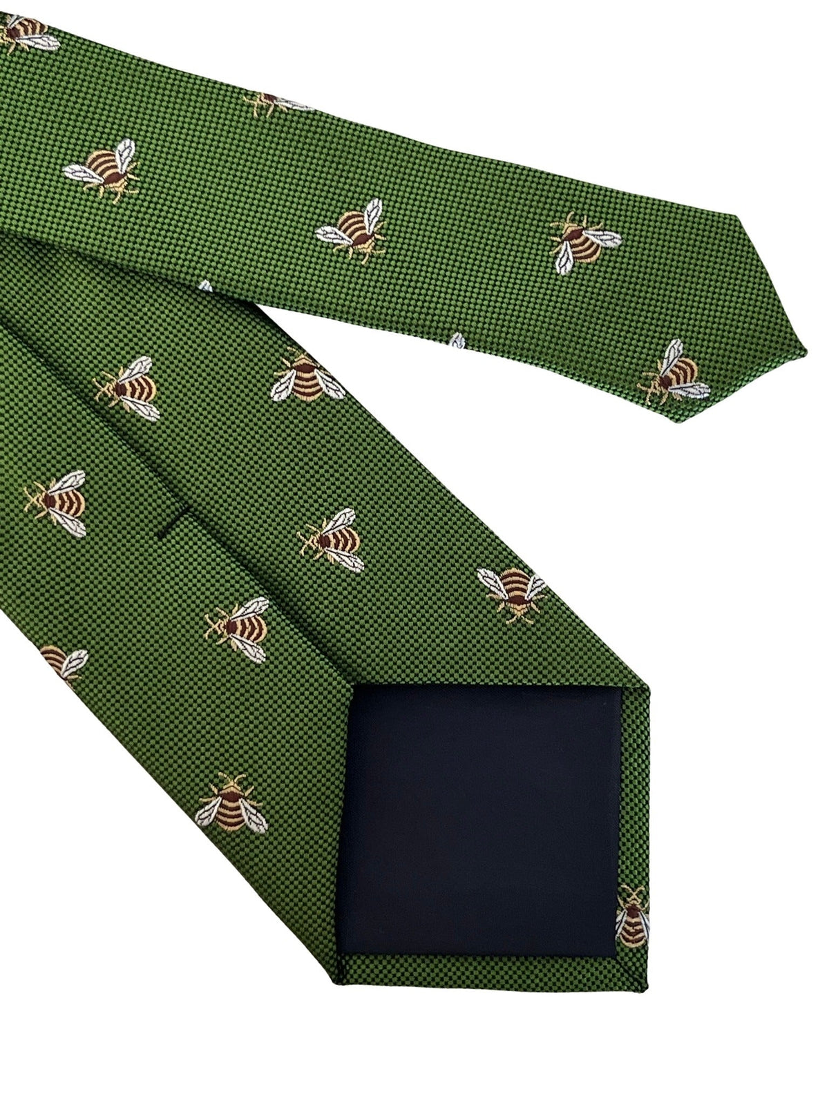 fern apple green  tie with  honey bumble-bee design