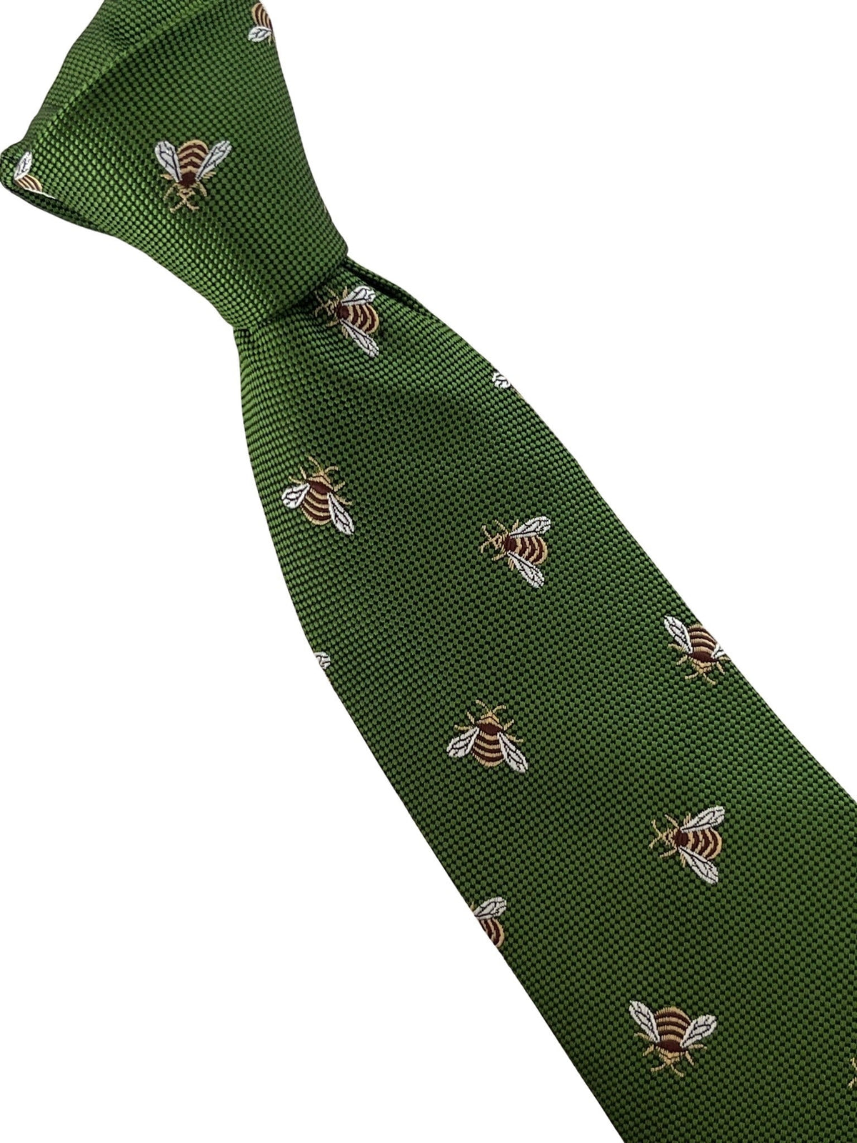 fern apple green  tie with  honey bumble-bee design