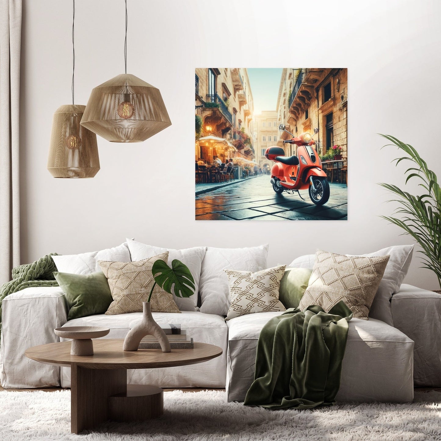 Cityscape Scooter Adventure Canvas
