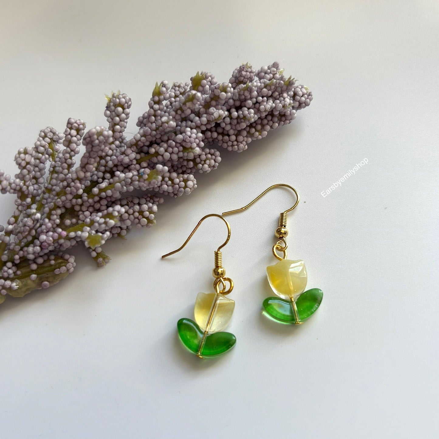 Cool silver or gold tulip flower dangle drop earrings