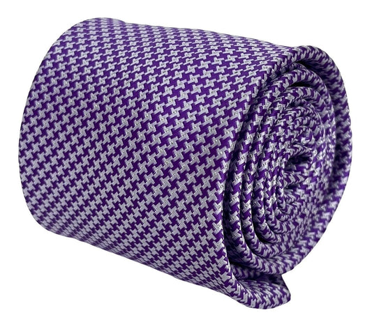 Cadbury purple and white dogtooth check tie