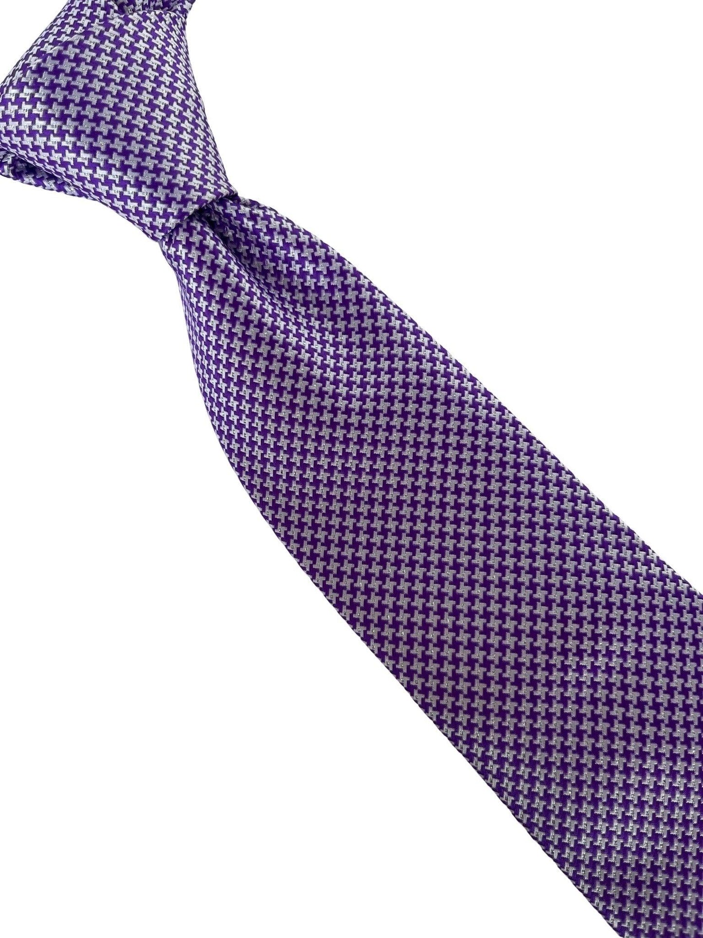 Cadbury purple and white dogtooth check tie