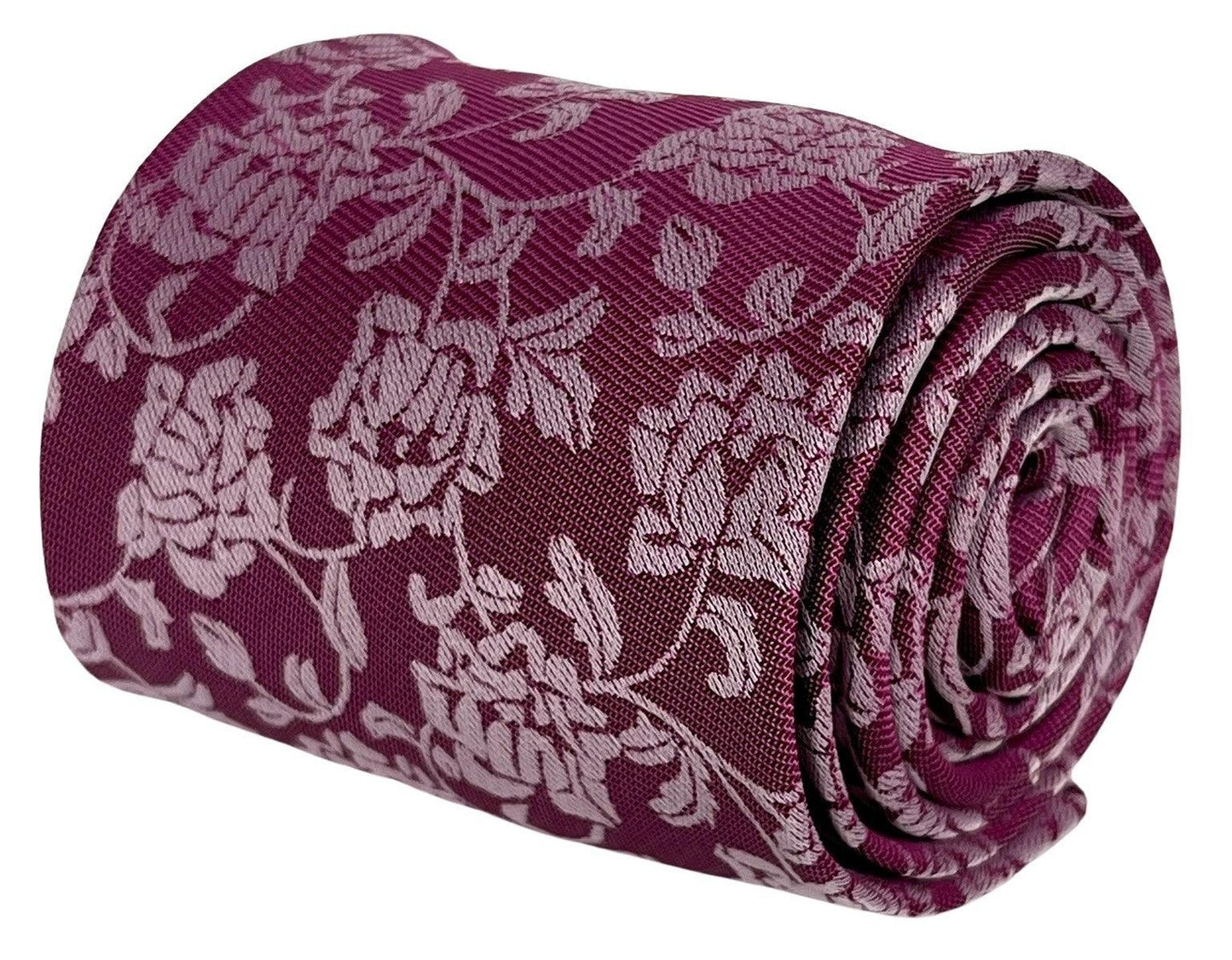 magenta pink tie with  floral design