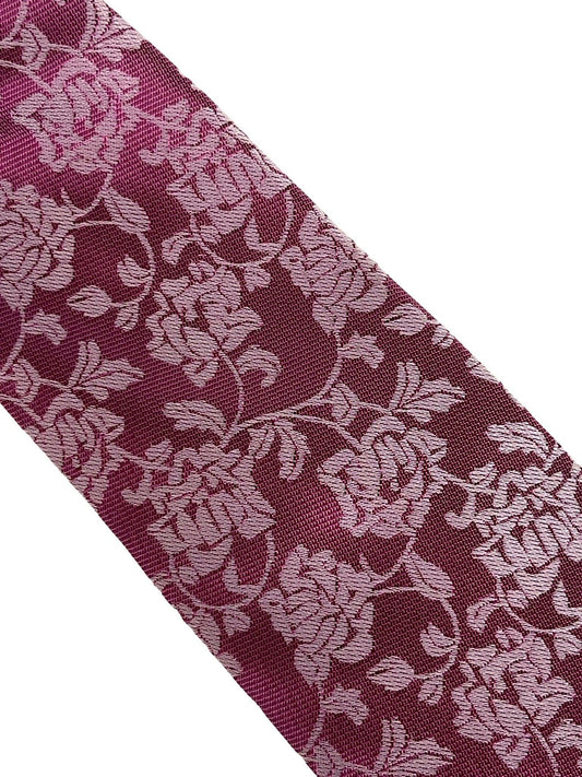 magenta pink tie with  floral design