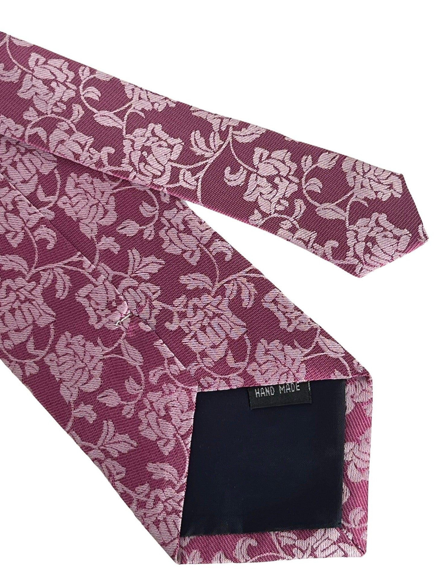 magenta pink tie with  floral design