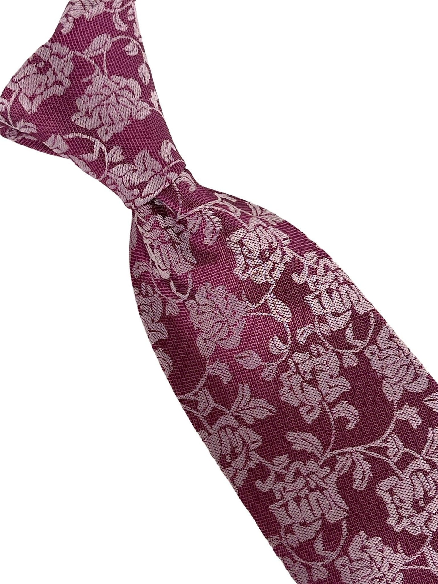 magenta pink tie with  floral design