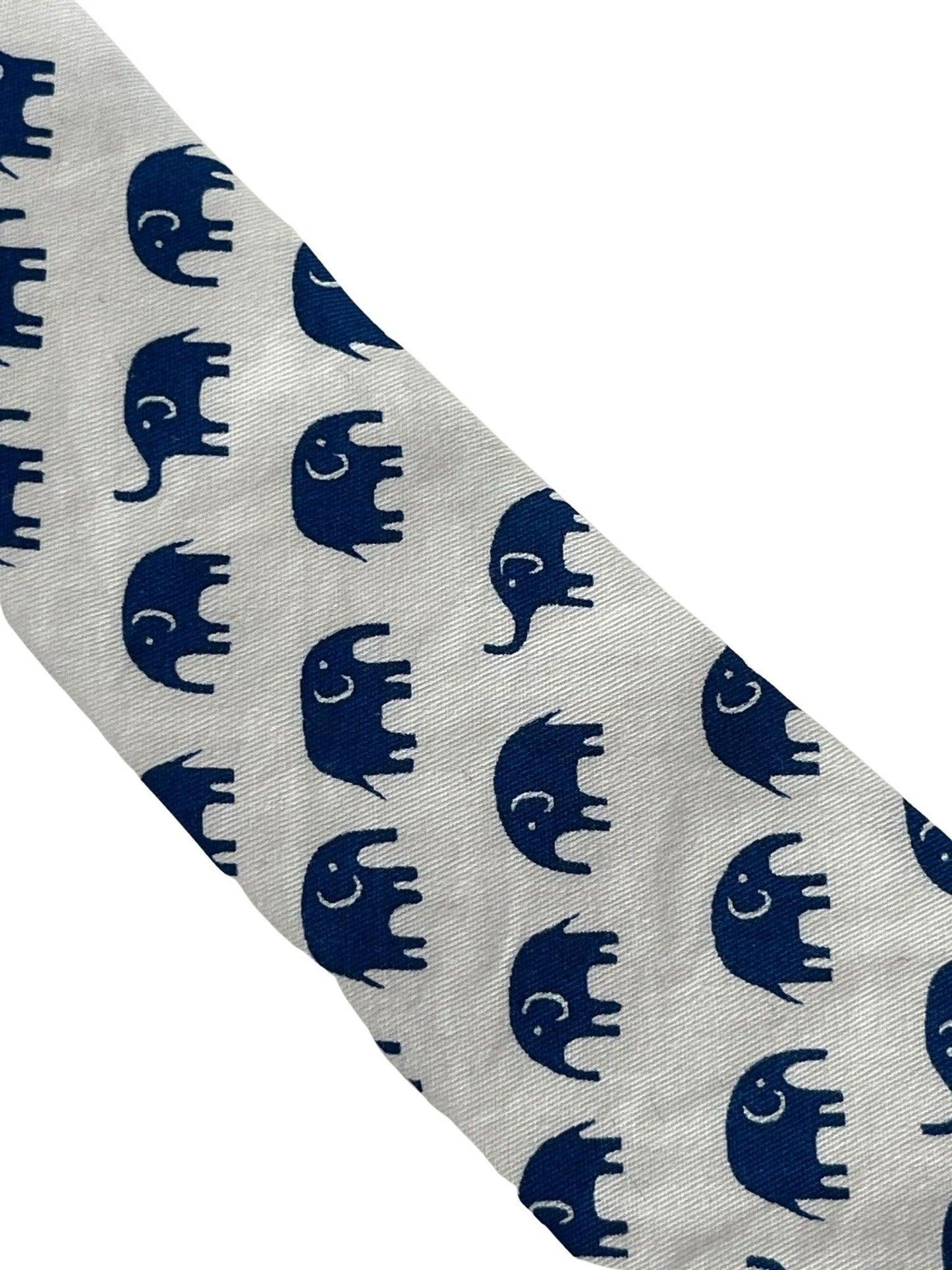 children's ivory white cream with dark blue elephant cotton tie