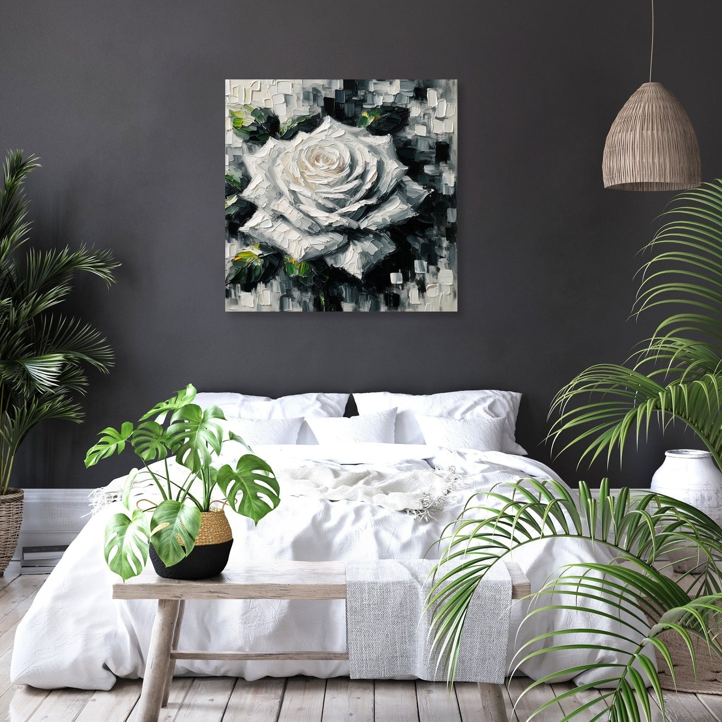 Monochrome Rose Canvas