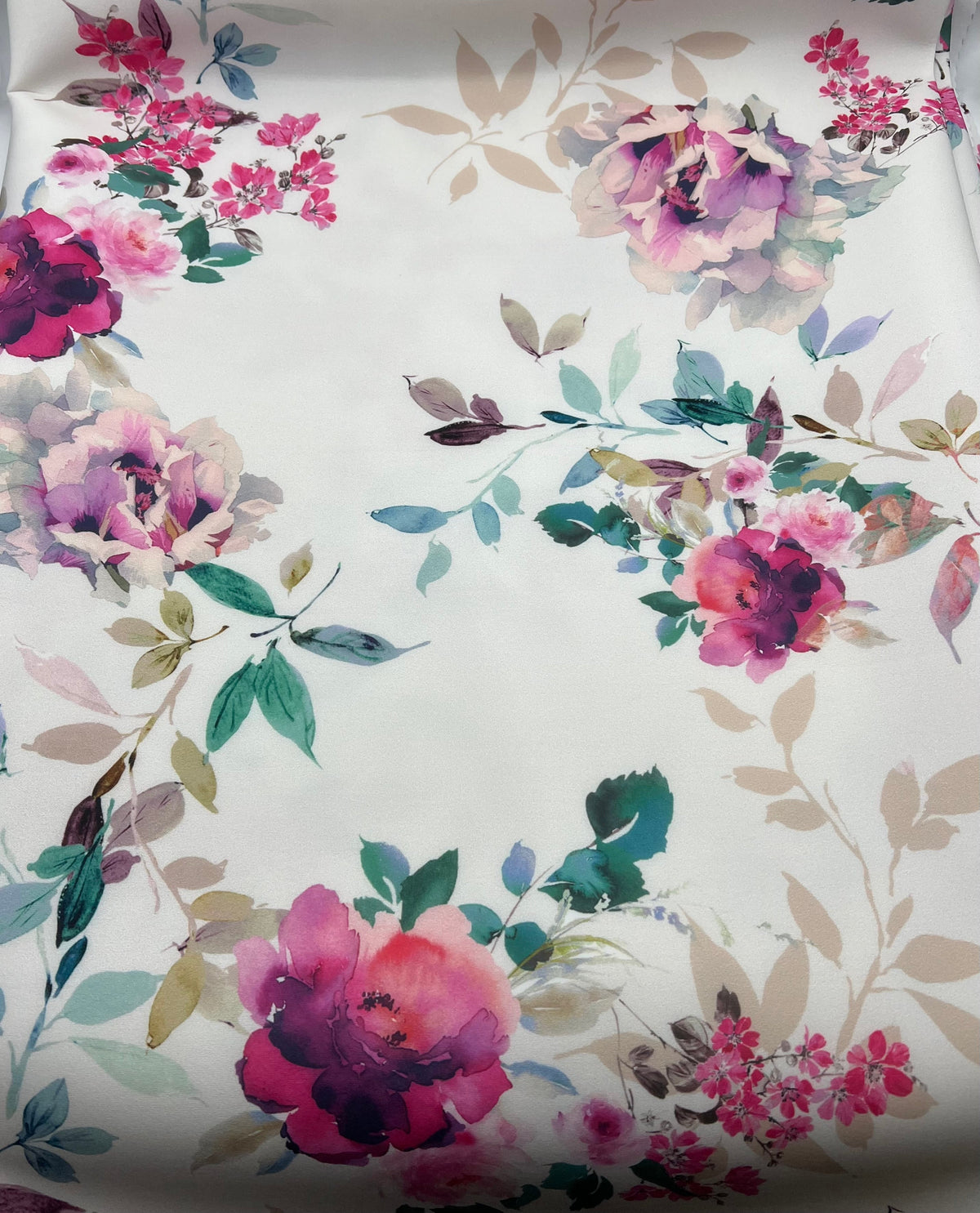 Pink Lilac Floral Scuba Foam 3D Mono Jersey Fabric 2 Way Stretch