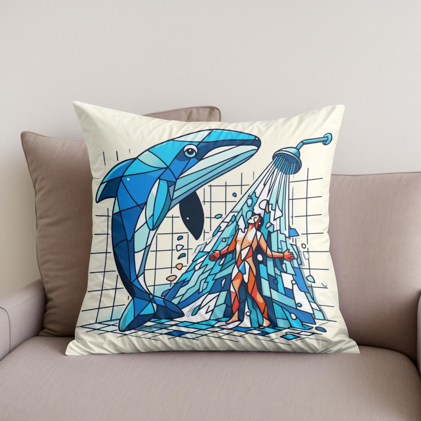 Whale of a Time Shower Cotton Cushion