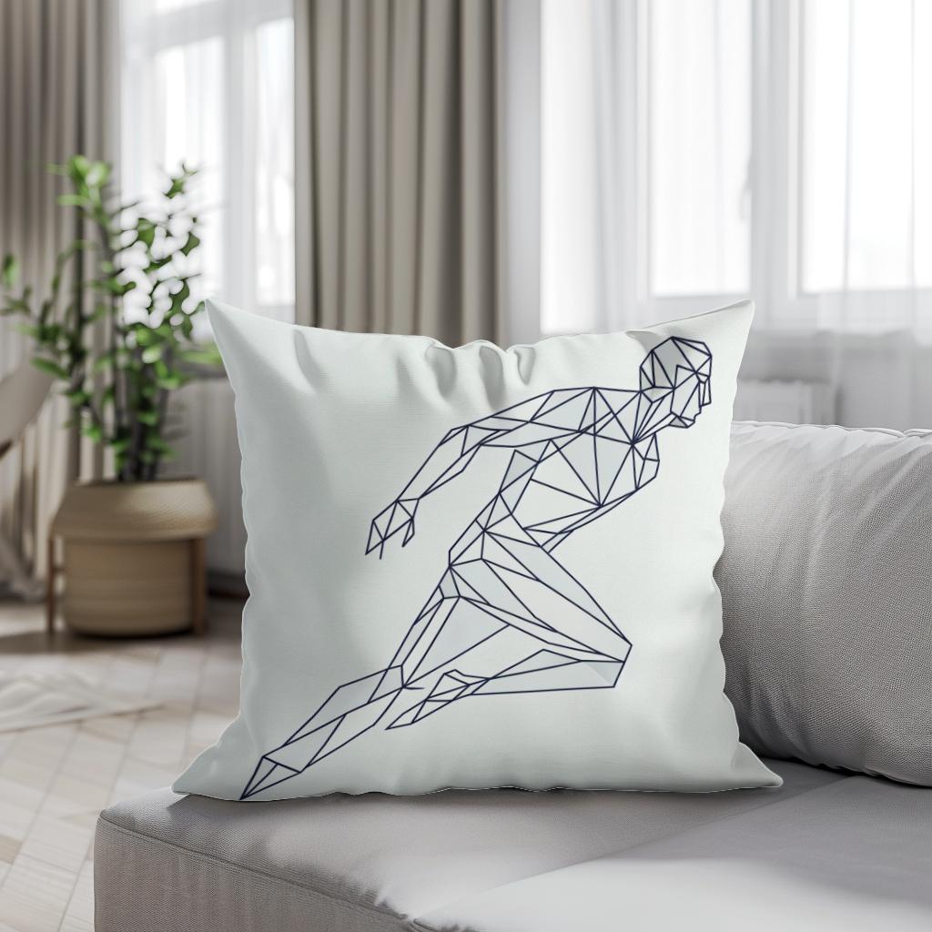 Geometric Human Silhouette Cotton Cushion