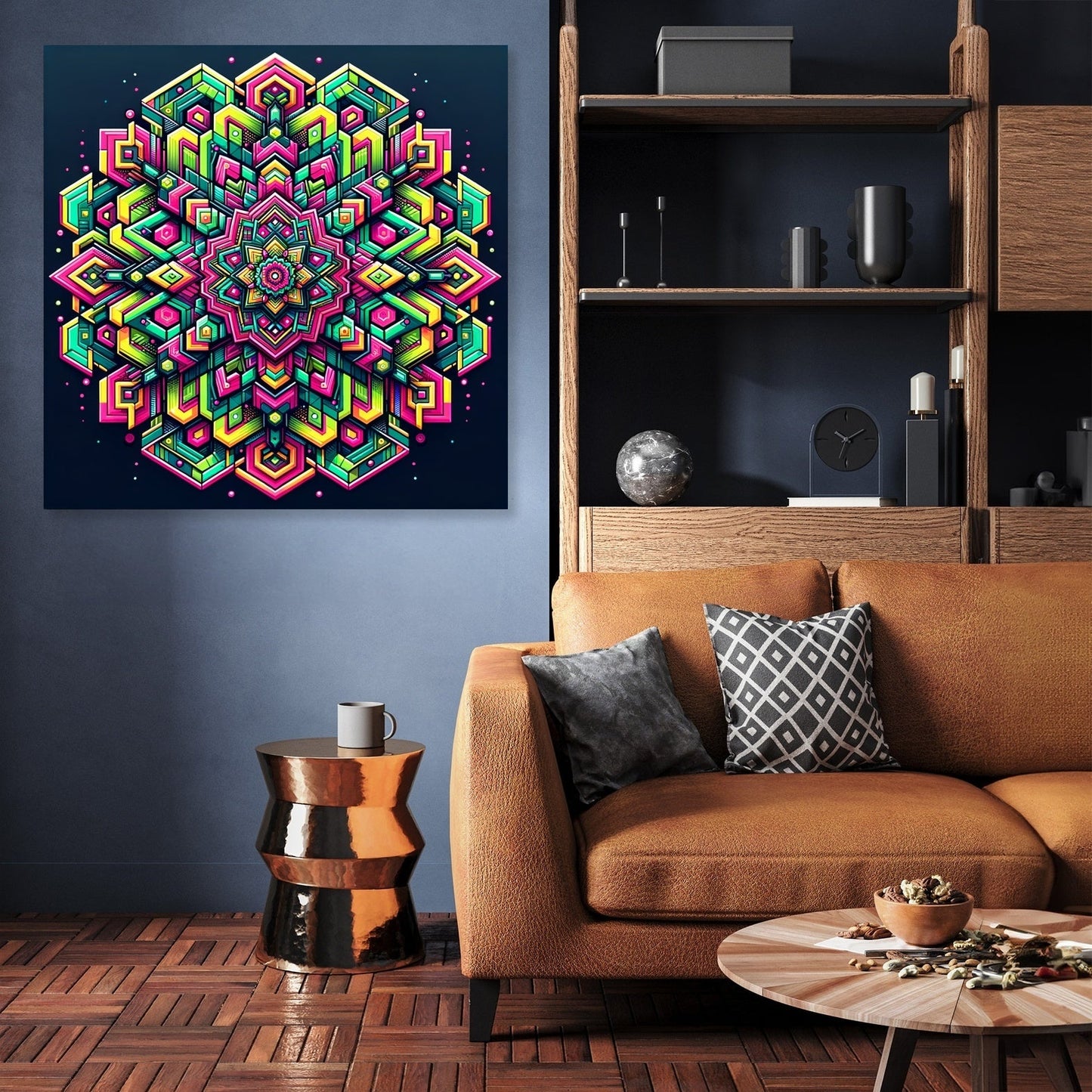 Neon Hexa-Diamond Canvas