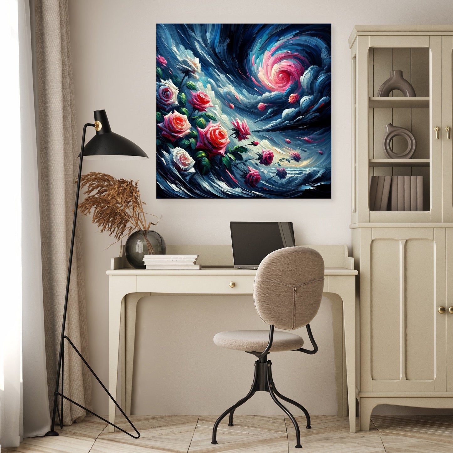 Expressionist Rose Storm Canvas
