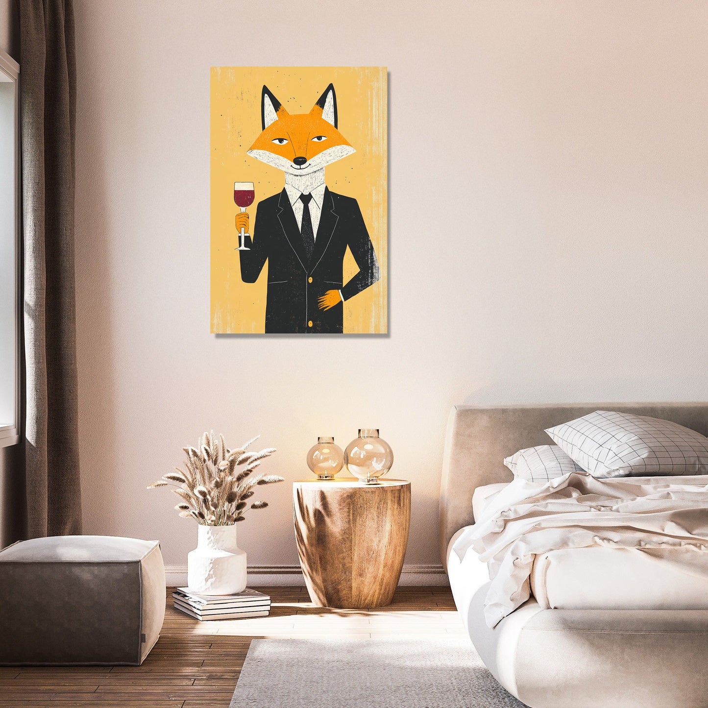 Fox with Wine Canvas