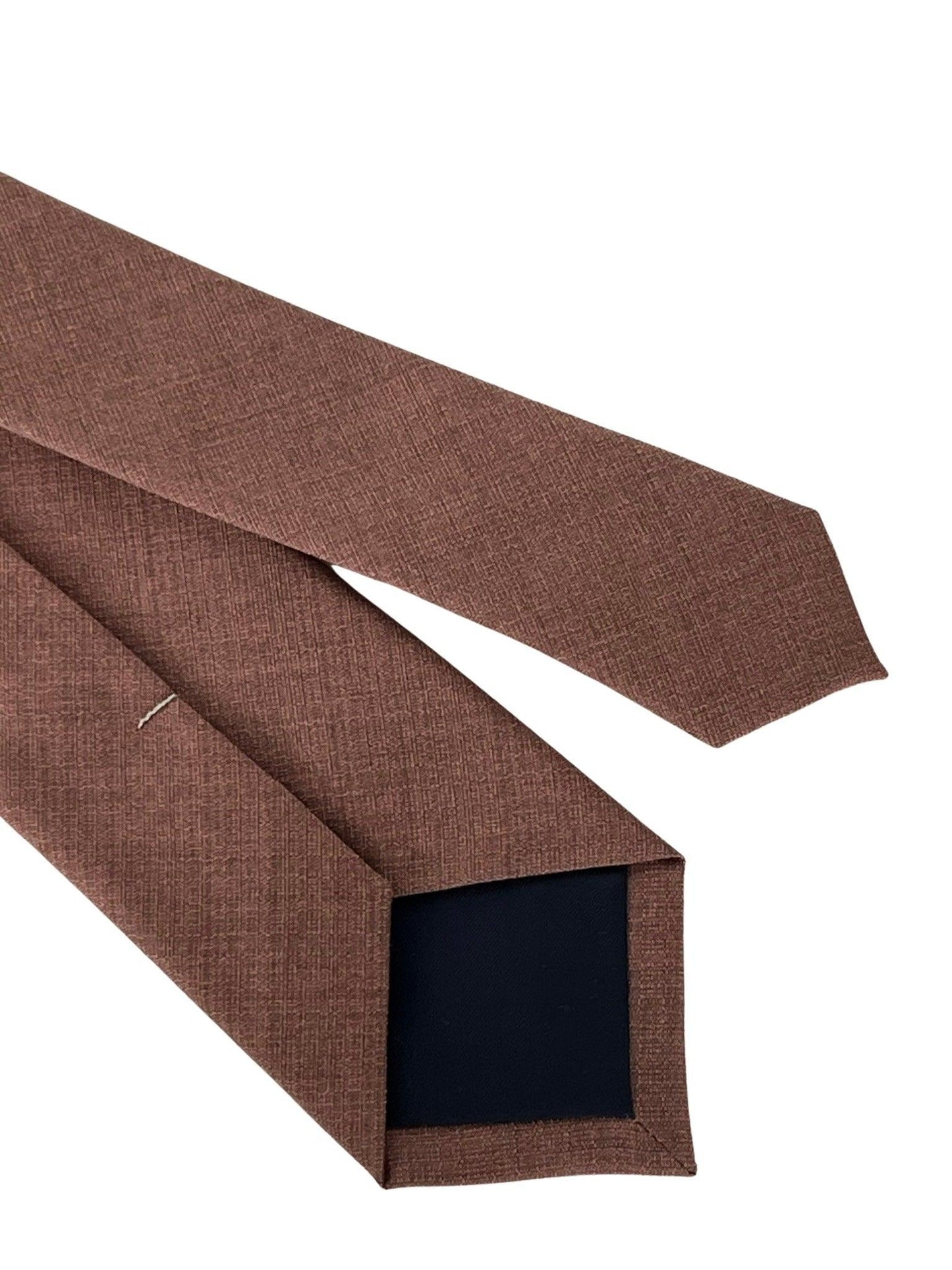 Matching dusky dusty earthy red brick bamboo tie and pocket square
