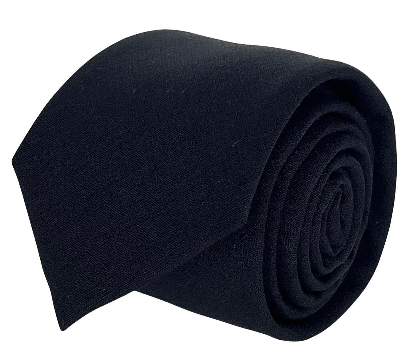 Matching plain black bamboo tie and pocket square